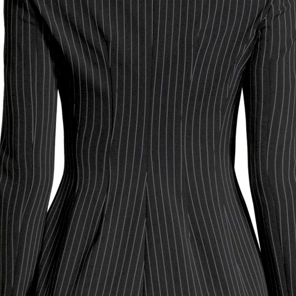 THEORY OFF THE SHOULDER PERFORM TECH PINSTRIPE BLAZER IN BLACK SIZE 2 - Picture 10 of 15